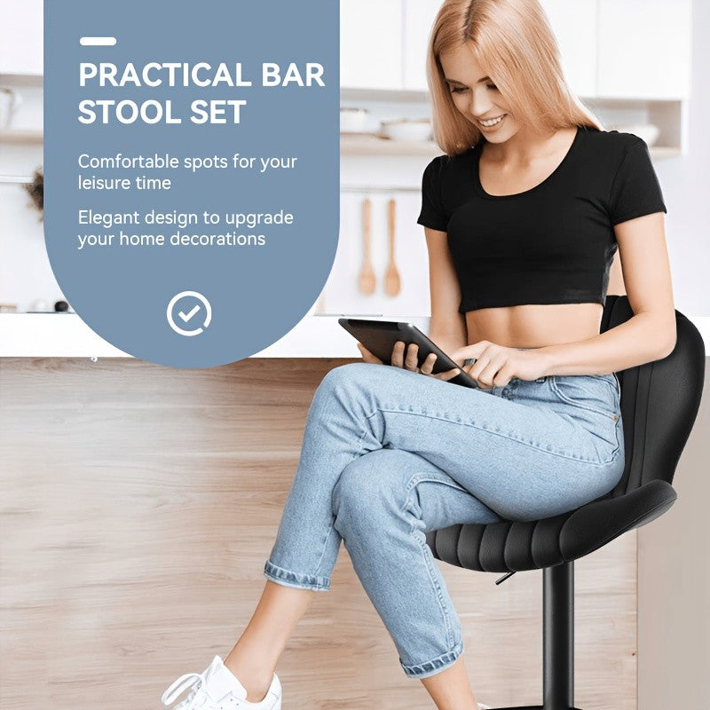 High Back Swivel Bar Stools with Adjustable Upholstered Seats for Kitchen Island, Home Bar and Dining Room, Sets of 1, 2, 3 or 4 in Five Colors