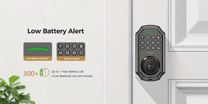 Electronic Keypad Deadbolt with Listed 100 Access Codes, Auto Lock and One-Touch Locking, Black or Silvery Finish and Fingerprint or Handle Set Options