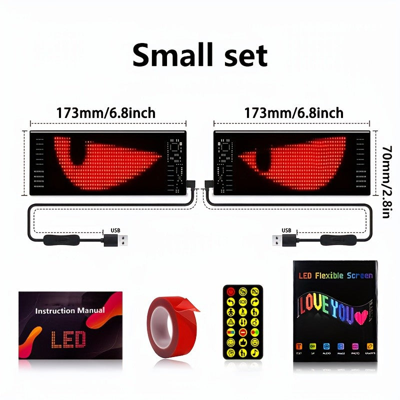 Demon Eye Programmable LED Sign Pair with Listed USB Power, Remote and Mobile App Control, Medium Display Set for Scrolling Text and Event Decorations