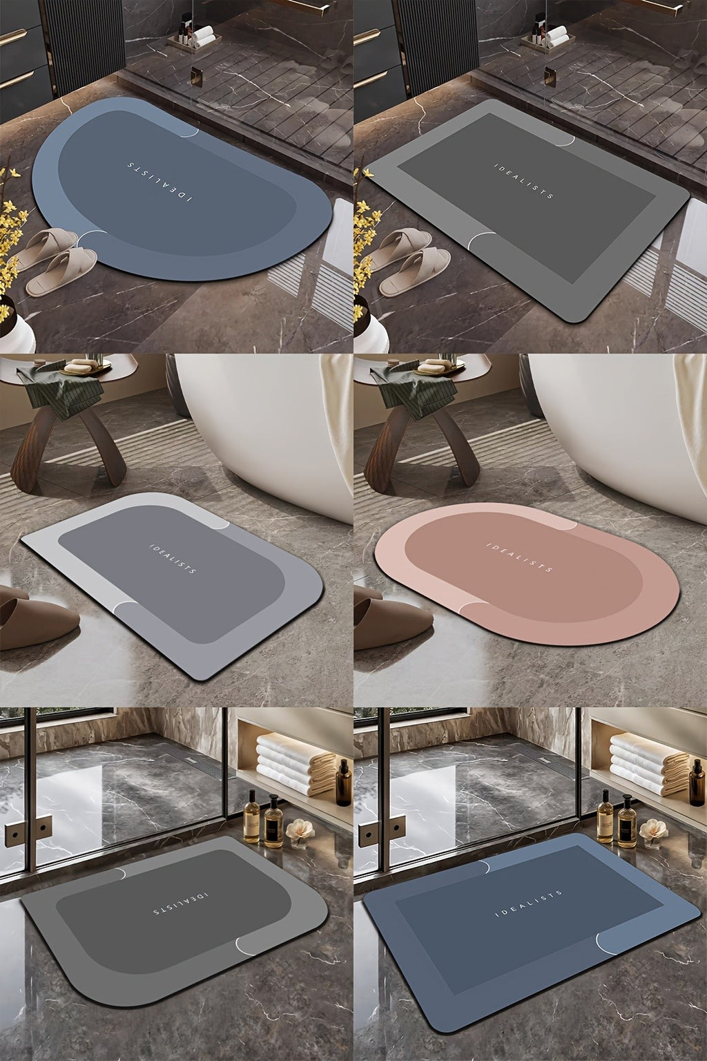 Soft Diatomaceous Earth Bath Mat, Absorbent Quick-Drying Bathroom Floor Mat in Dark Gray, Blue, Light Gray or Pink with Four Size Options for Home Use