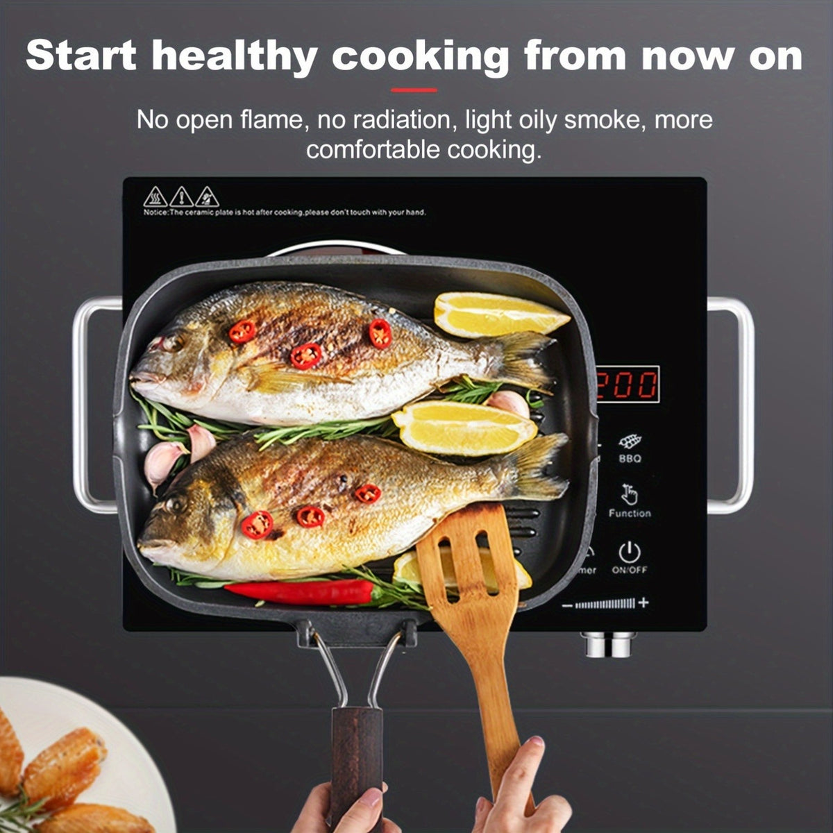 Induction Cooktop 2200W, Portable Electric Cooker with Touch and Knob Control, 3-Hour Timer and 4-Digit Display, Ceramic Single Burner Stove for Home Kitchen and Dorm, 110V US Plug