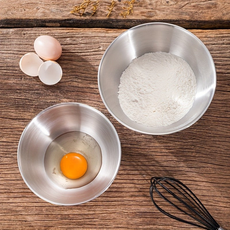 Mixing Bowls with Measuring Marks, Three-Piece Polished Stainless Steel Set in Small, Medium and Large Sizes for Baking, Salad Mixing and Kitchen Prep