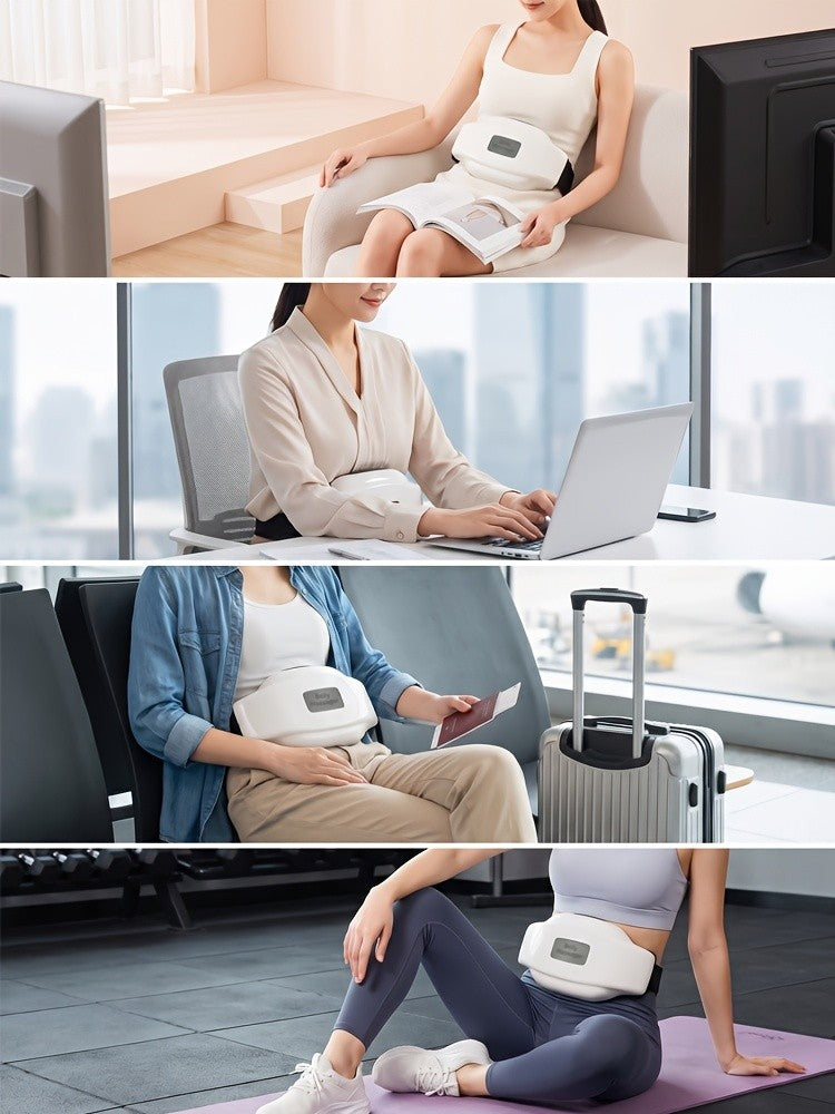 Heated Abdominal Massager with Kneading and Adjustable Modes, Rechargeable USB Belly and Waist Massage Device for Everyday Personal Care at Home or the Office