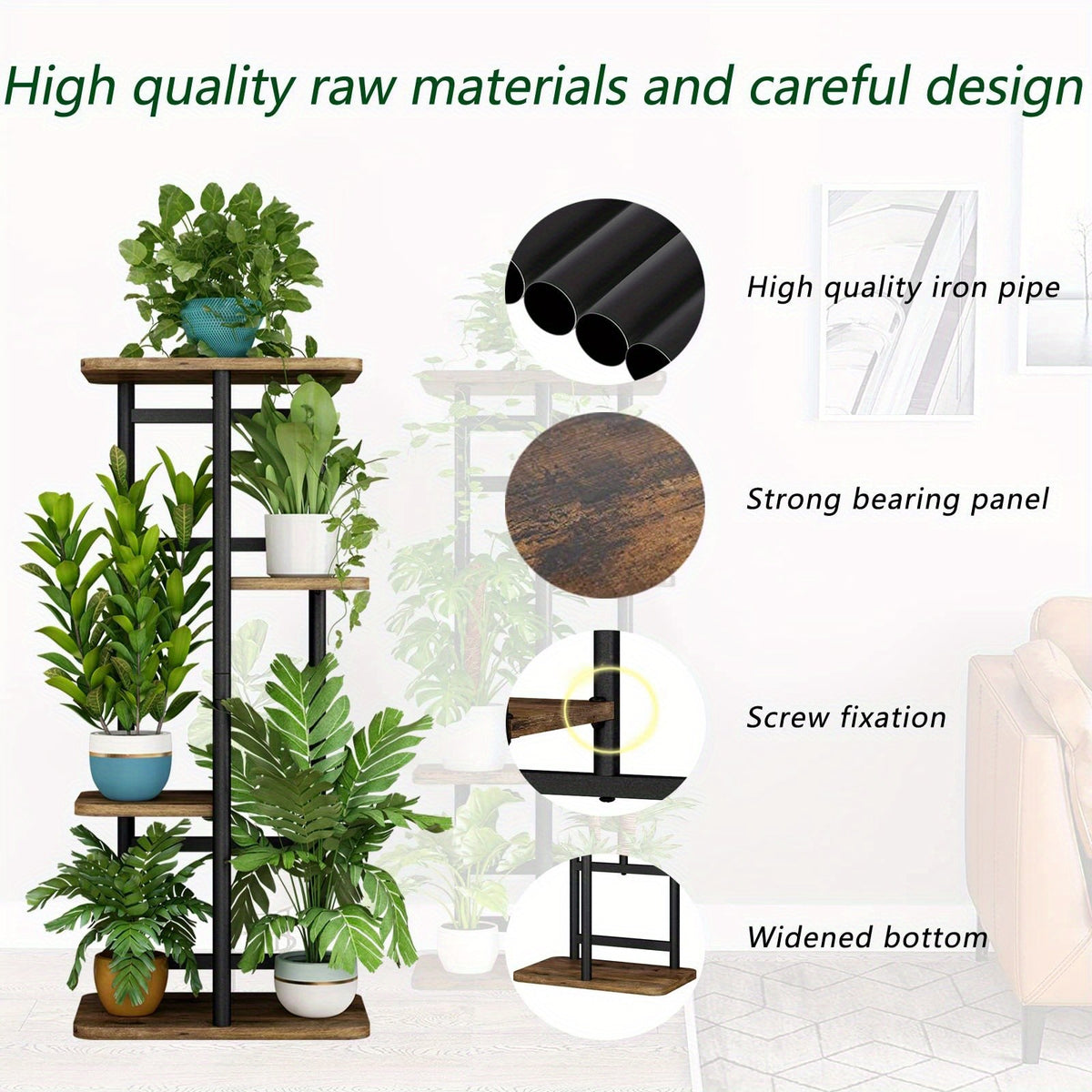 Indoor Plant Shelf for Multiple Plants, Decorative Plant Display Stand for Living Room Corners, Balcony Arrangements and Home Garden Pot Organization
