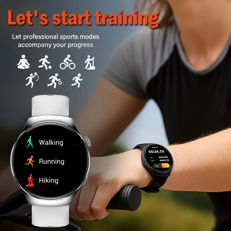 OLED Touchscreen Calling Smartwatch with 2.01-Inch Display, Message Alerts, Step and Calorie Tracking, Music and Photo Controls in Business Black or Silvery