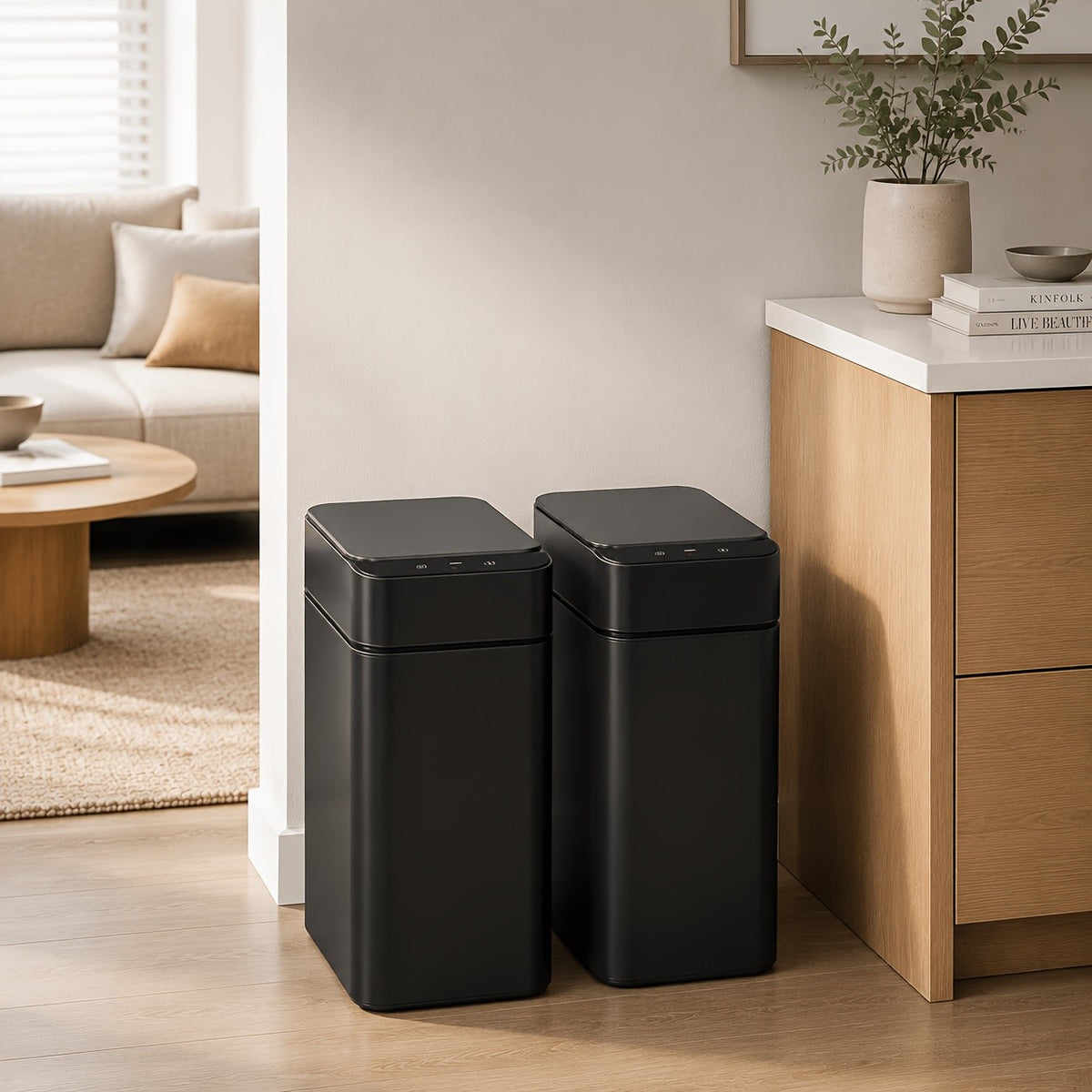 1/2 Pack Small Touchless Motion Sensor Trash Can With Lid, 2.4 Gallon Automatic Garbage Bin, Multi-use For Bathroom Kitchen Office Bedroom