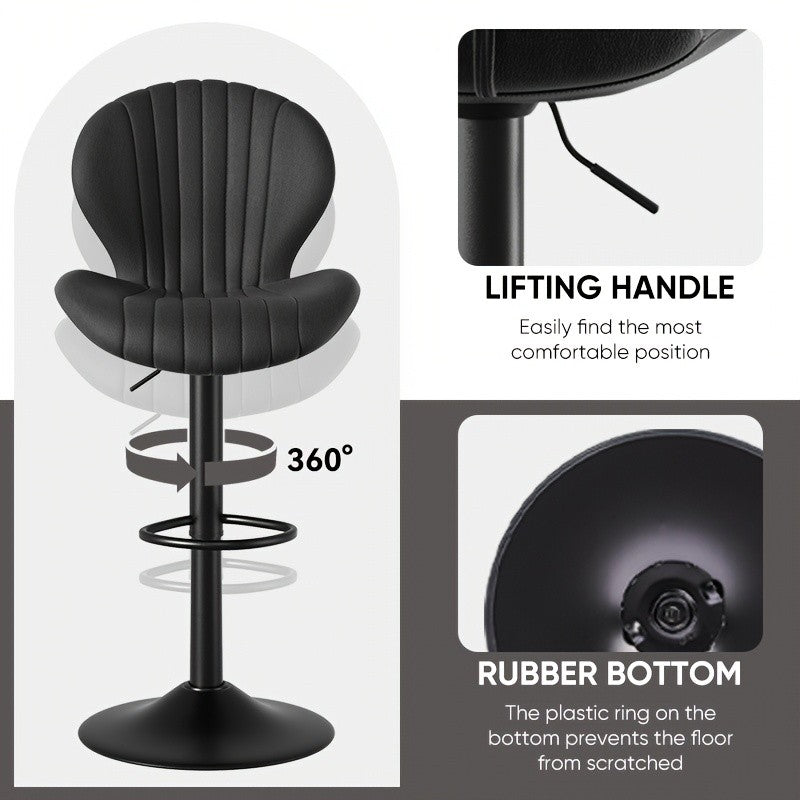 High Back Swivel Bar Stools with Adjustable Upholstered Seats for Kitchen Island, Home Bar and Dining Room, Sets of 1, 2, 3 or 4 in Five Colors