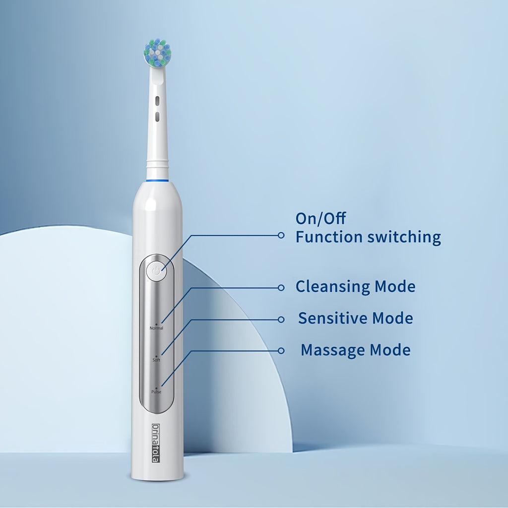 Rotating Electric Toothbrush with 8 Replacement Heads, Wireless Induction Charging, 3 Cleaning Modes, IPX7 Waterproof, Round-Head Oscillating Brush for Oral Care, Gift for Family & Parents