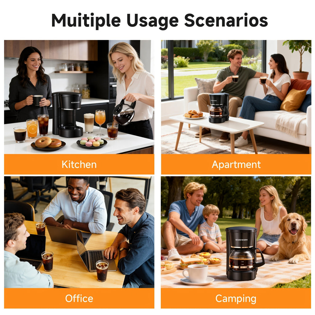 Drip Coffee Maker 12-Cup, One-Touch Coffee Machine with Reusable Filter, No-Disassembly Easy Clean, Brew for Home, Office, Kitchen, All-Day Coffee, Black