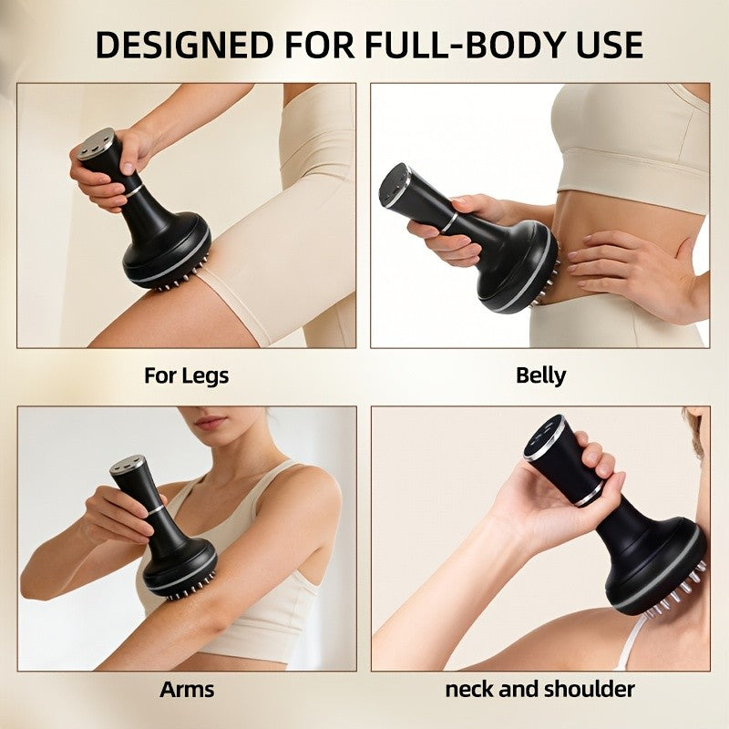 Electric Meridian Massager Handheld, Full Body Acupoint Scraping and Pressing Massager with USB Charging, Smart Body Massager for Abdomen, Legs, Back, Shoulders and Neck Relief, Guasha Massage Tool for Daily Self-Care, White and Black