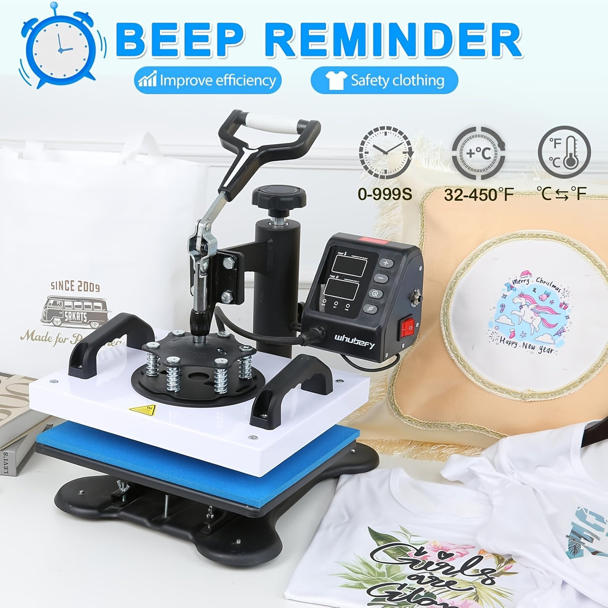 Combo Heat Press Machine with 5-in-1 or 8-in-1 Attachment Sets, 15x15 and 15x12 Inch Options or 12x10 Inch Textile-Only Press for DIY Customization