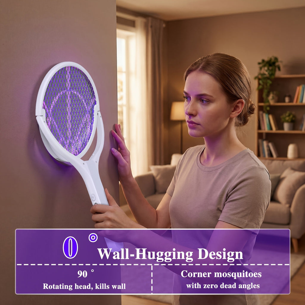 Electric Fly Swatter with Listed Type-C Rechargeable Design, Detachable Construction and Automatic Mode Wording, Single-Piece Indoor Insect-Control Tool