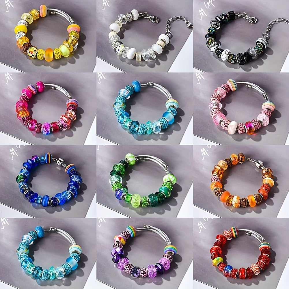 Acrylic Spacer Beads in Random Colors with Listed 12mm Round Large-Hole Design, 400pcs Option for Bracelet Patterns, Keychains and Beadable Pen Crafts