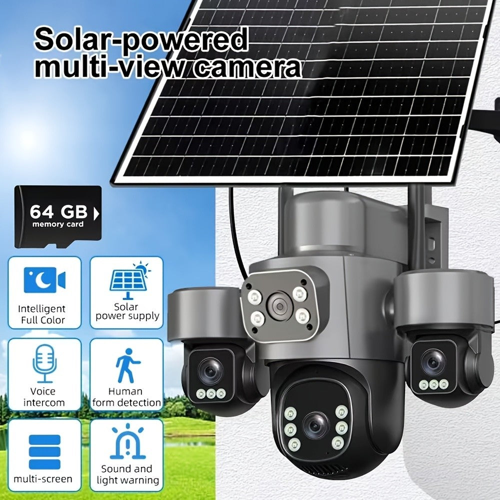 355° PTZ Outdoor Security Camera with 2.4GHz WiFi, Color Night Vision, PIR Sensor, Auto Tracking and Two-Way Audio, Solar and 4K-Labeled Options