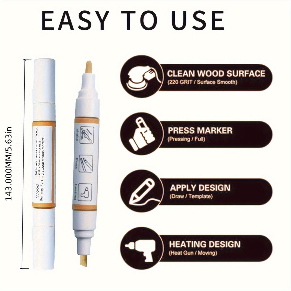 Wood Burning Paste Kit with Heat-Activated Craft Gel, Six-Jar or Gel and Pen Bundle Options for Compatible Wood Stencil Designs, Decorative Signs and Handmade Gifts