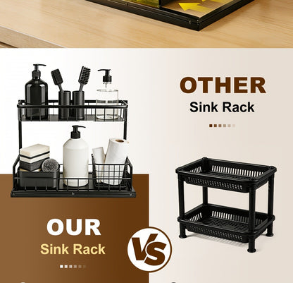 Under Sink Organizer in Black with 2-Tier Slide-Out Storage, Pull-Out Cabinet Shelf for Kitchen and Bathroom Essentials, Single or Two-Pack Options