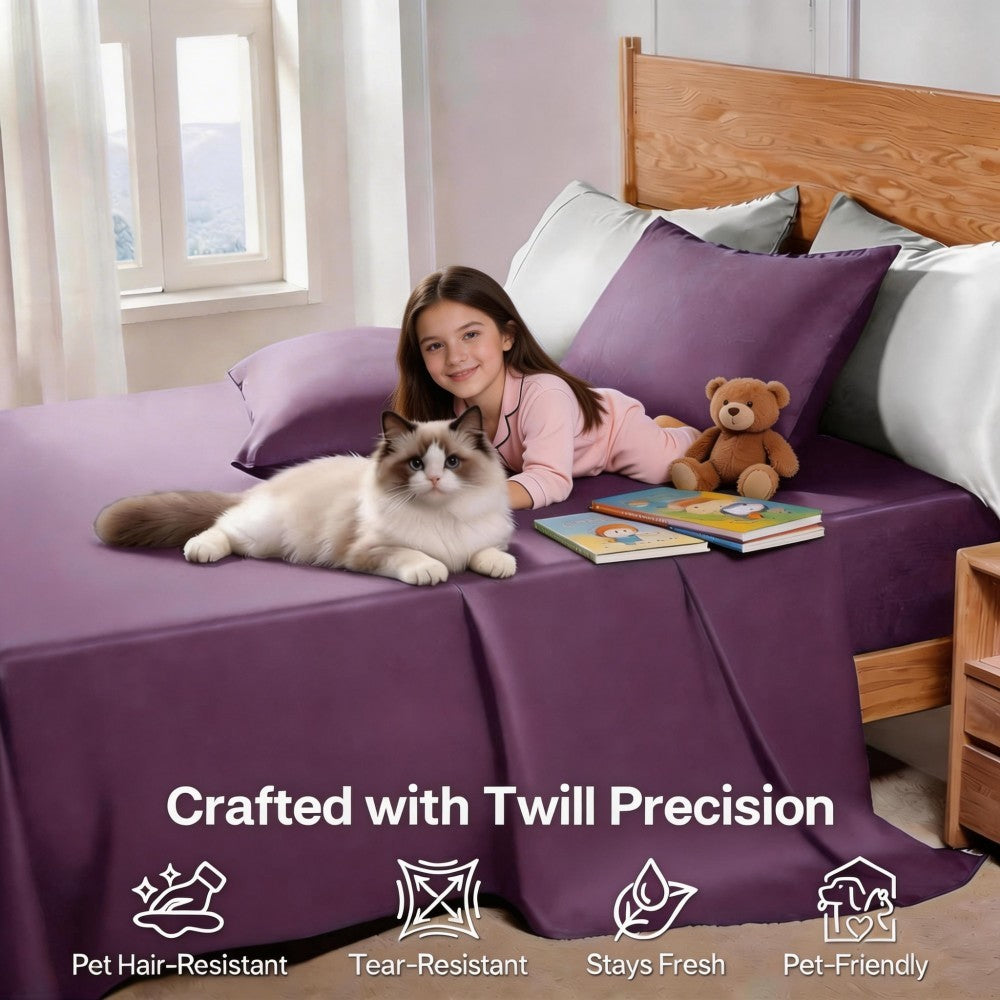 20 Inch Pocket Bed Sheet Set, Four-Piece Bedding with Listed Cooling Comfort, Fitted Sheet, Flat Sheet and Pillowcases in Twin, Full, Queen and King Options