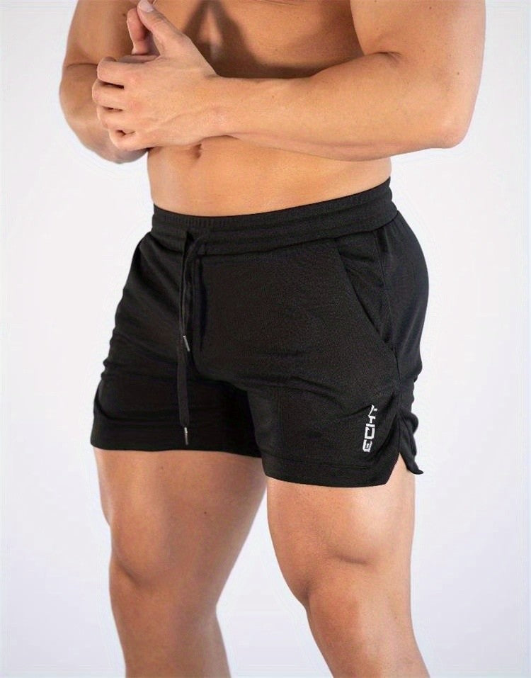 Men's Three-Quarter Fitness Shorts with Slim Stretch Styling, Lightweight Workout Pants for Running and Gym Routines in Black, Grey or Olive Green, S–XL