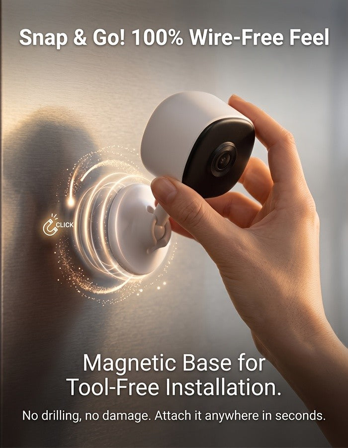 Magnetic Mount Indoor Security Camera 2K with Dual-Band WiFi, Night Vision, Two-Way Audio and AI Detection Alerts, USB-Powered Home Monitoring Camera