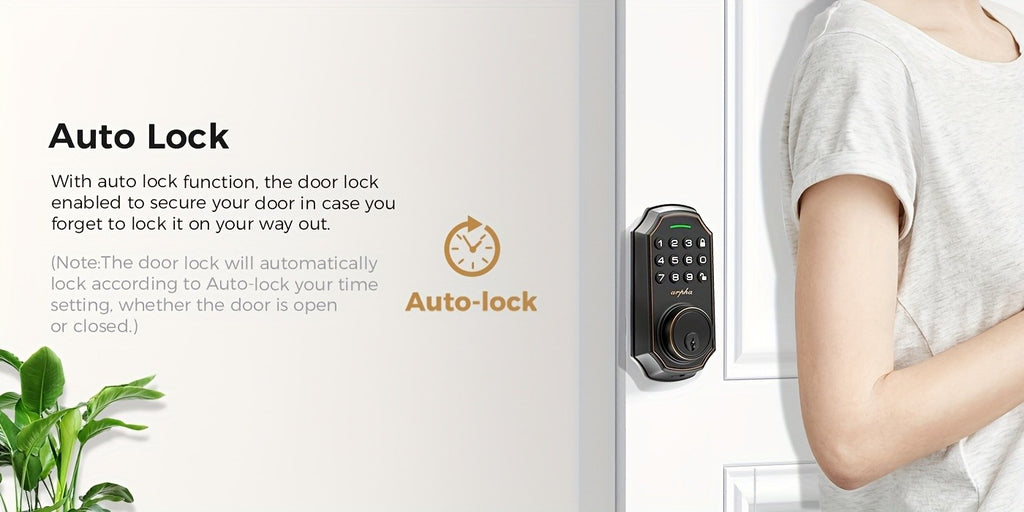 Electronic Keypad Deadbolt with Listed 100 Access Codes, Auto Lock and One-Touch Locking, Black or Silvery Finish and Fingerprint or Handle Set Options