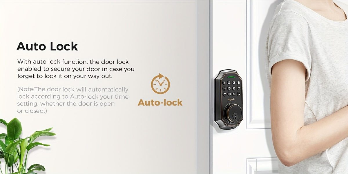 Electronic Keypad Deadbolt with Listed 100 Access Codes, Auto Lock and One-Touch Locking, Black or Silvery Finish and Fingerprint or Handle Set Options