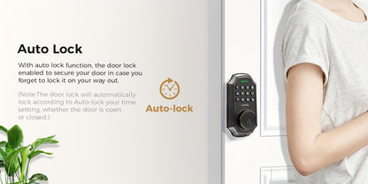Electronic Keypad Deadbolt with Listed 100 Access Codes, Auto Lock and One-Touch Locking, Black or Silvery Finish and Fingerprint or Handle Set Options