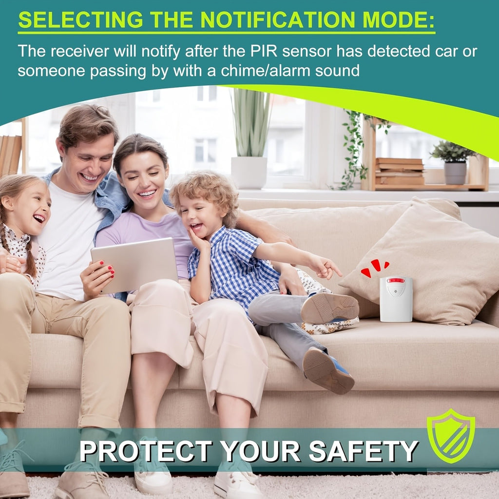 Driveway Alarm Wireless Outside Motion Sensor with Receiver, Infrared Detector Alert System for Home Security, Business, Garage and Property