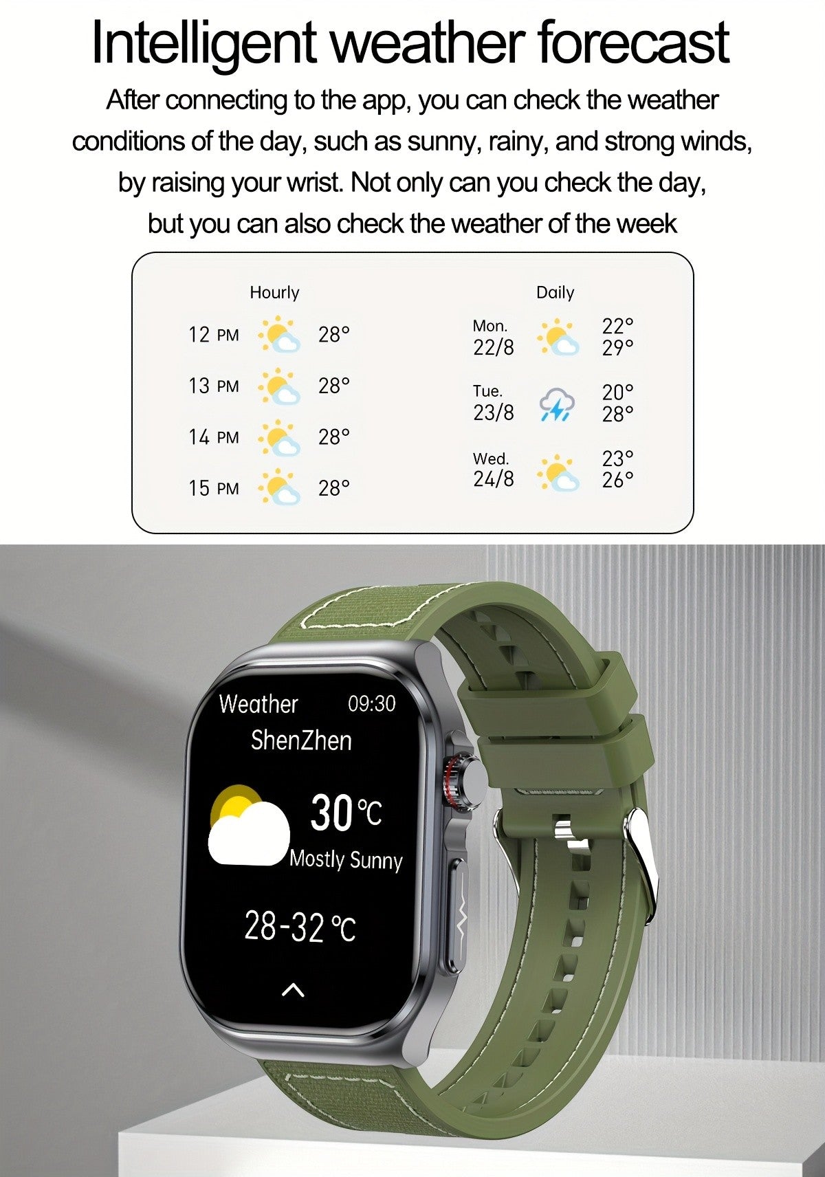 AMOLED Calling Smartwatch for Men and Women, 2.04-Inch Display, 530mAh Battery, NFC and Multi-Sport Modes with Magnetic Charging for iOS Android
