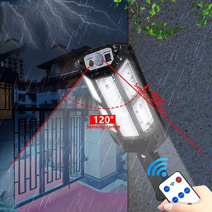 6500K Solar LED Wall Light with Motion Sensor, Remote Control and 3 Lighting Modes, 3000mAh Battery, Black Single or 2-Pack Options for Garden and Yard