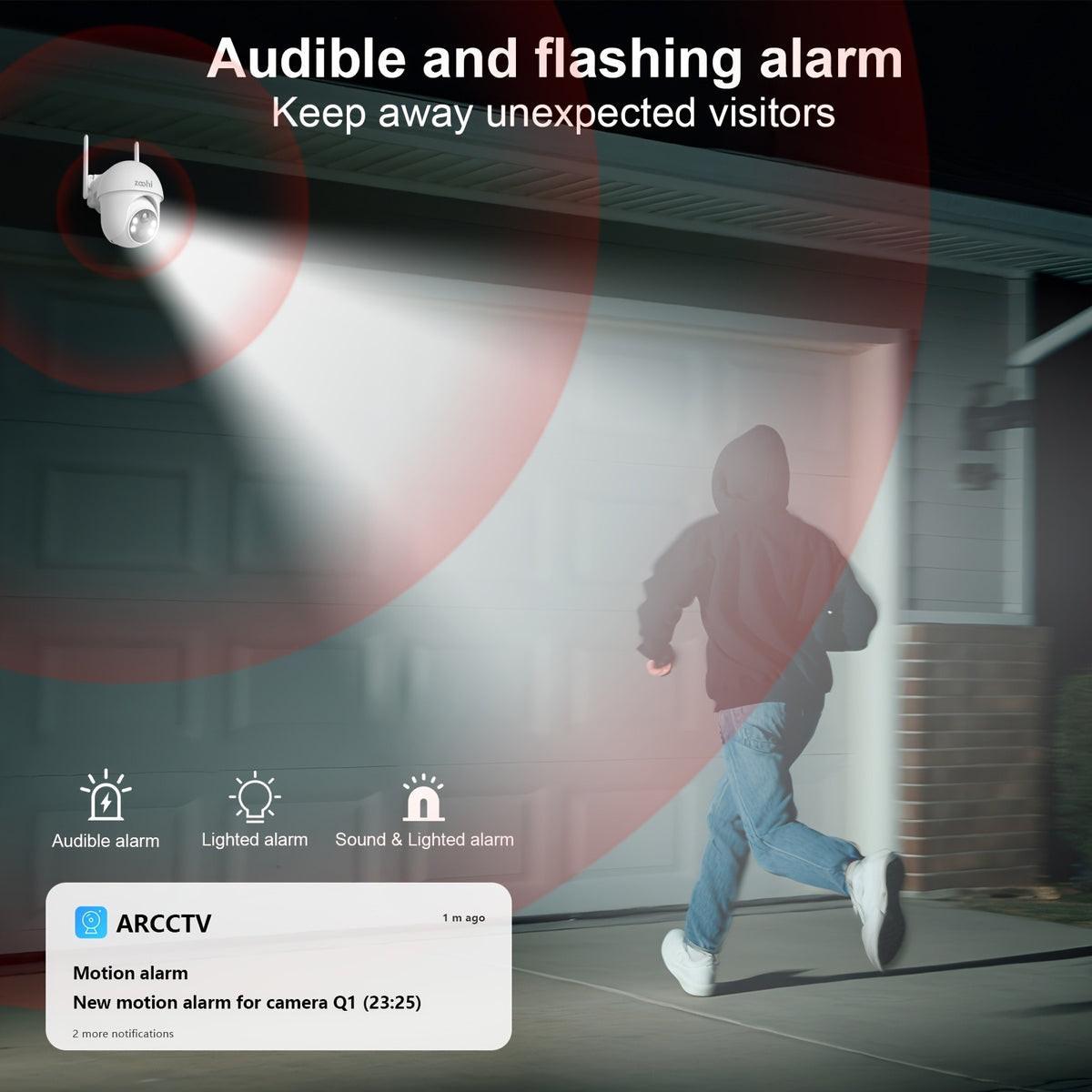 4MP Solar WiFi Security Camera with 355-Degree Pan and 90-Degree Tilt, Outdoor Battery Camera with Color Night Vision, Motion Detection and Two-Way Audio