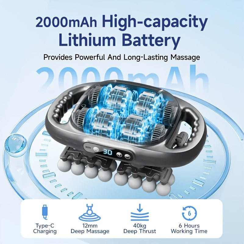 Deep Tissue Massage Gun with 42-Head Design, Handheld Percussion Massager with 9 Modes and 9 Intensity Levels, USB-C Charging and Storage Box for Home, Gym and Travel