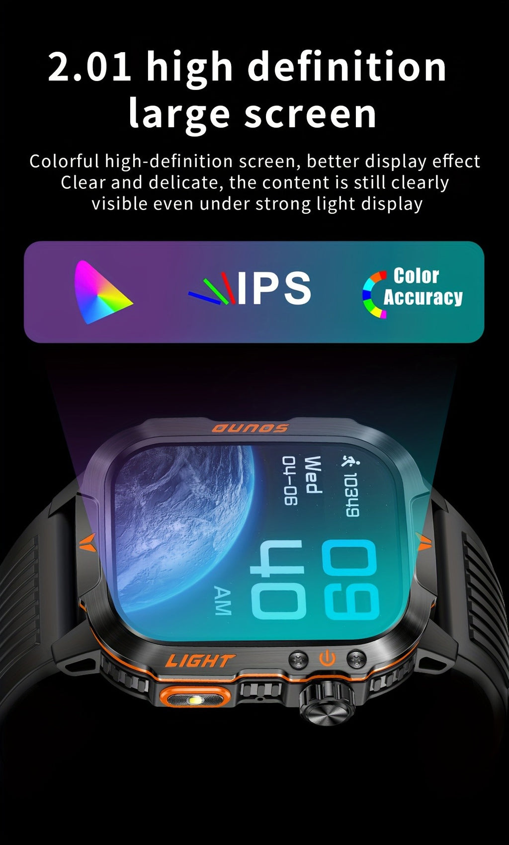 Outdoor Calling Smartwatch with Listed Compass, Altimeter, Barometer and LED Flashlight, 600mAh Battery and Sleep Tracking in Five Style Labels for Men
