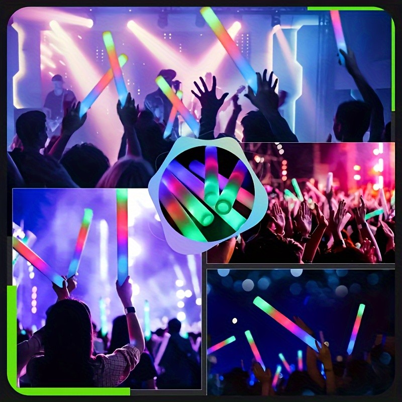 Flashing LED Foam Glow Sticks for Party Favors, 30- or 60-Piece Options for Wedding Receptions, Birthday Celebrations, Concerts and Holiday Events