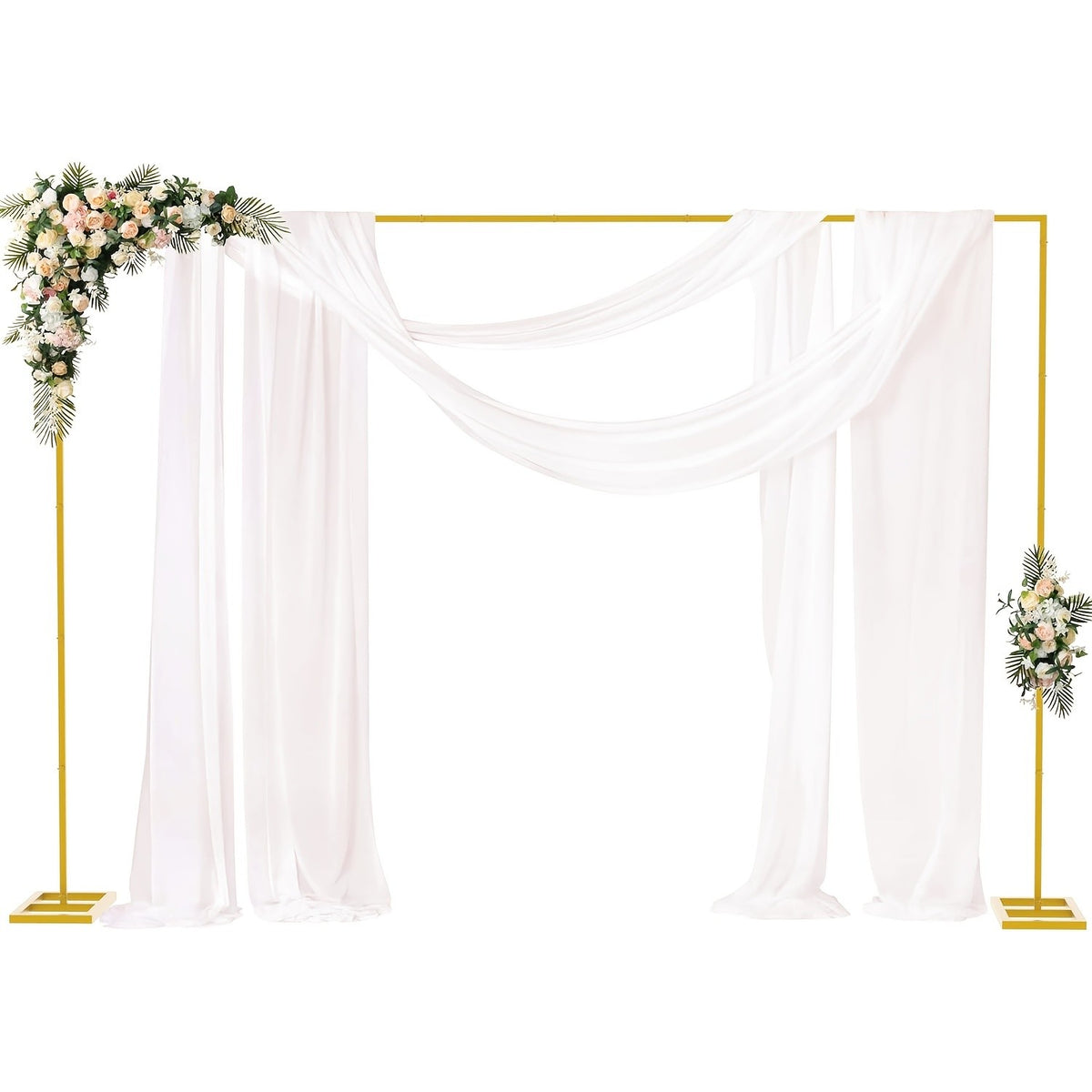 Wedding Backdrop Arch Frame with Metal Stand Options, Gold or White Two- and Three-Piece Selections plus Square Arch and Sign Display Styles for Party Decor