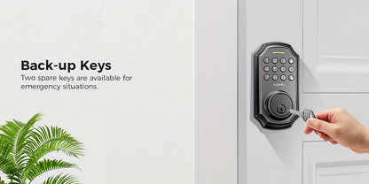 Electronic Keypad Deadbolt with Listed 100 Access Codes, Auto Lock and One-Touch Locking, Black or Silvery Finish and Fingerprint or Handle Set Options