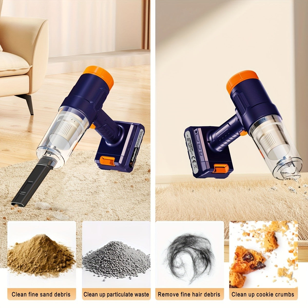Cordless Handheld Vacuum Cleaner for Household Cleanup, 701 Wireless Model in Blue Silvery, Blue Yellow or Blue Orange Color Options for Everyday Home Cleaning