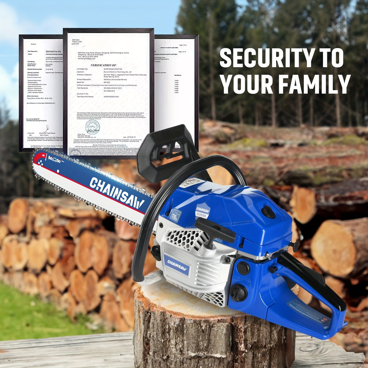 Gas Chainsaw with 62cc Two-Stroke Engine and Listed 20-Inch Bar, Four Color Options with Tool Kit, Oil Can and Bar Cover References for Outdoor Wood Cutting
