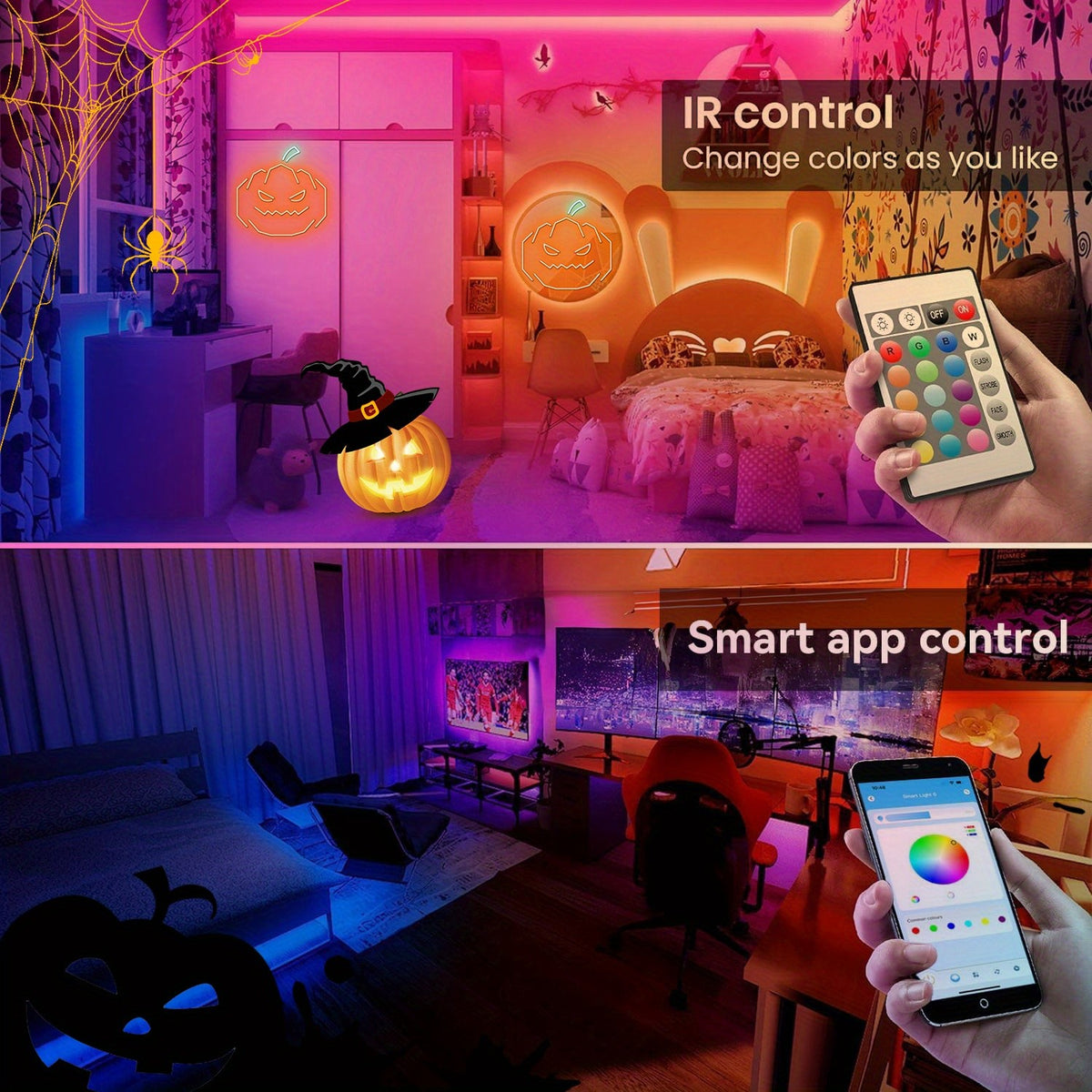 Music Sync LED Strip Lights, 200ft RGB Color Changing Kit with App and Remote Control, Timer and Two 30m Rolls for Bedroom and Party Decor