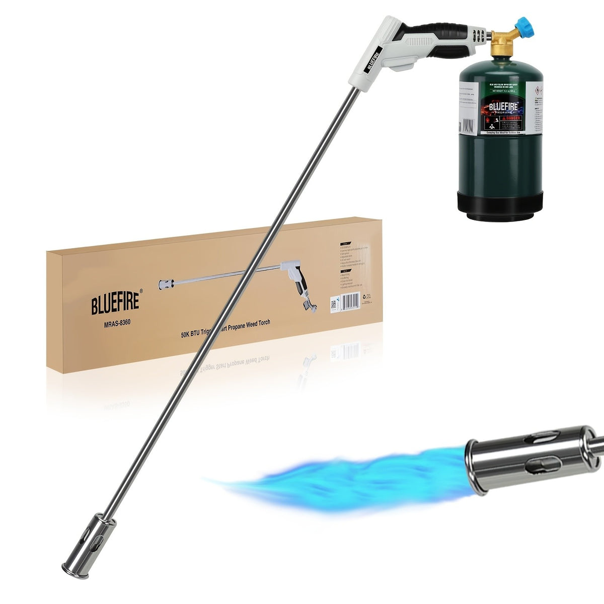 Propane Weed Torch Kit with Tank-Connected Outdoor Burner Model Options, BF-1711, Koman-Q0001 and HD Series for Experienced Adult Yard Maintenance