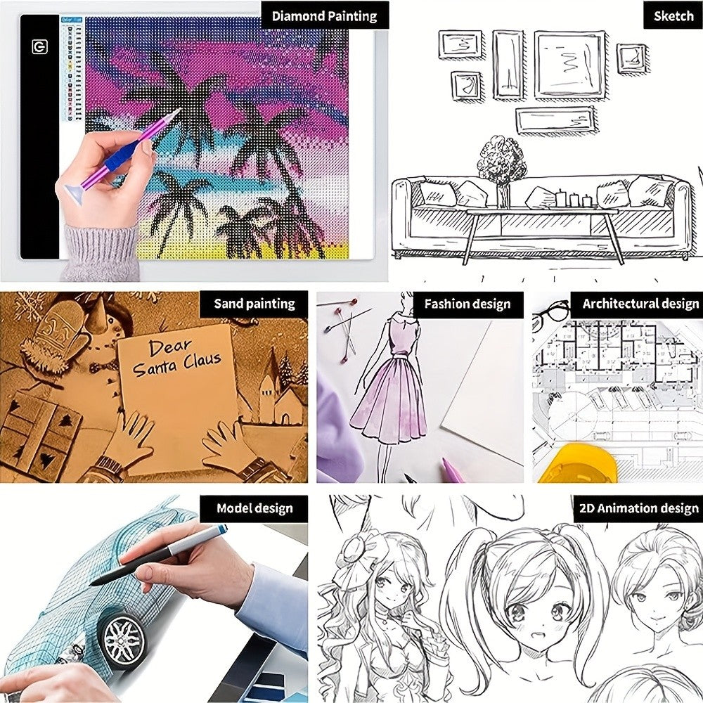 Saker LED Tracing Light Pad, Stepless Dimmable Copy Board in A2, A3, A4 or A5 Sizes with Power Cord for Drawing, Calligraphy and Diamond Painting