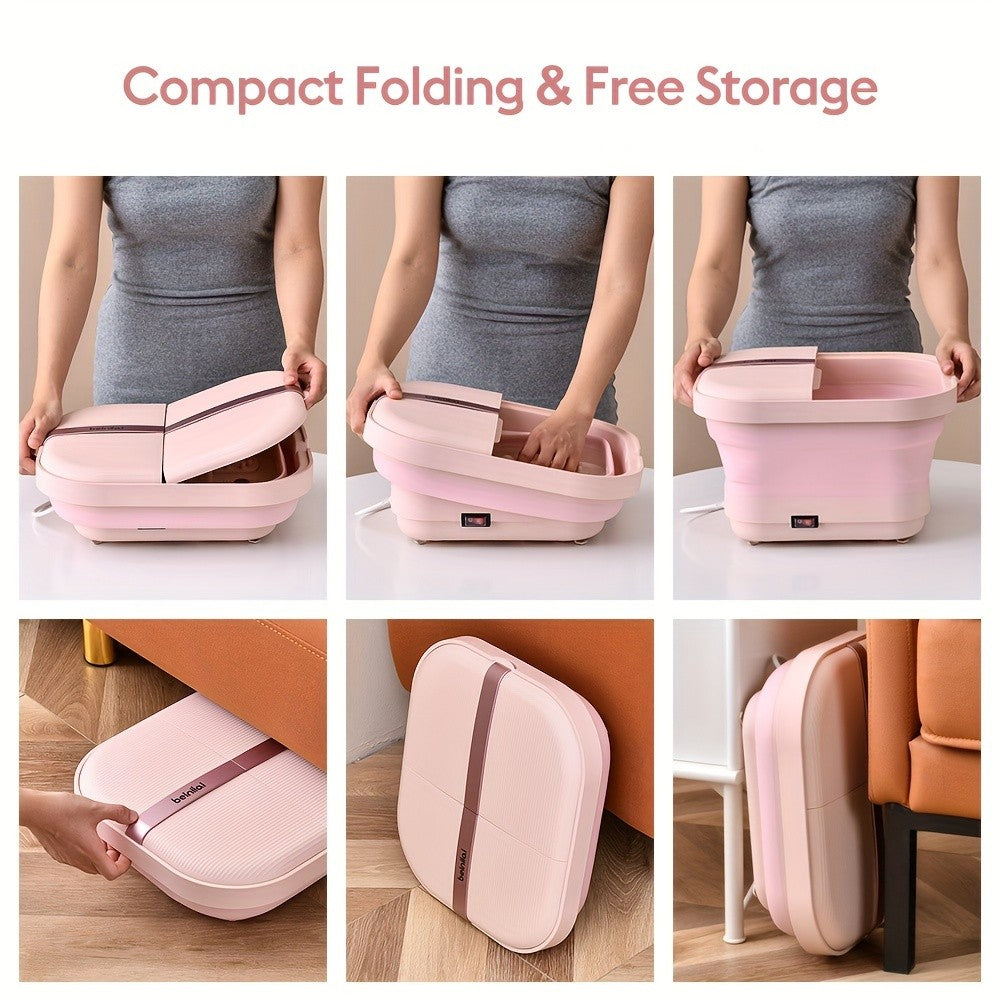 Collapsible Foot Spa with Listed Heating and Bubble Massage Features, Blue Automatic or Pink Basic Model Options for Adult Home Foot Care and Gift Planning