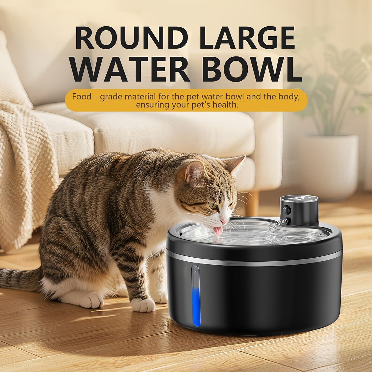 Cat Water Fountain Cordless Stainless Steel Basin, 84.54 Oz Rechargeable Battery Operated Pet Water Dispenser with Motion Sensor and 2 Filters