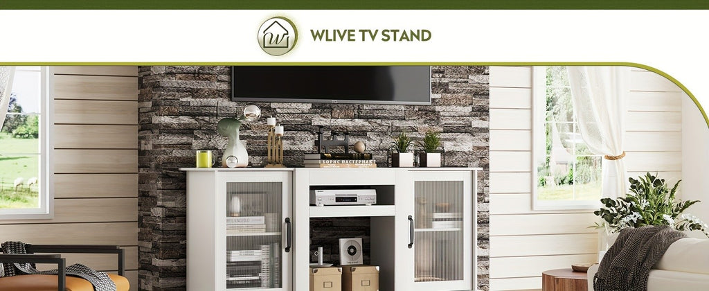 Retro TV Stand with Open Storage Shelves, Black, Rustic Brown or Greige Media Console for Compatible Television Setups in Living Rooms and Bedrooms