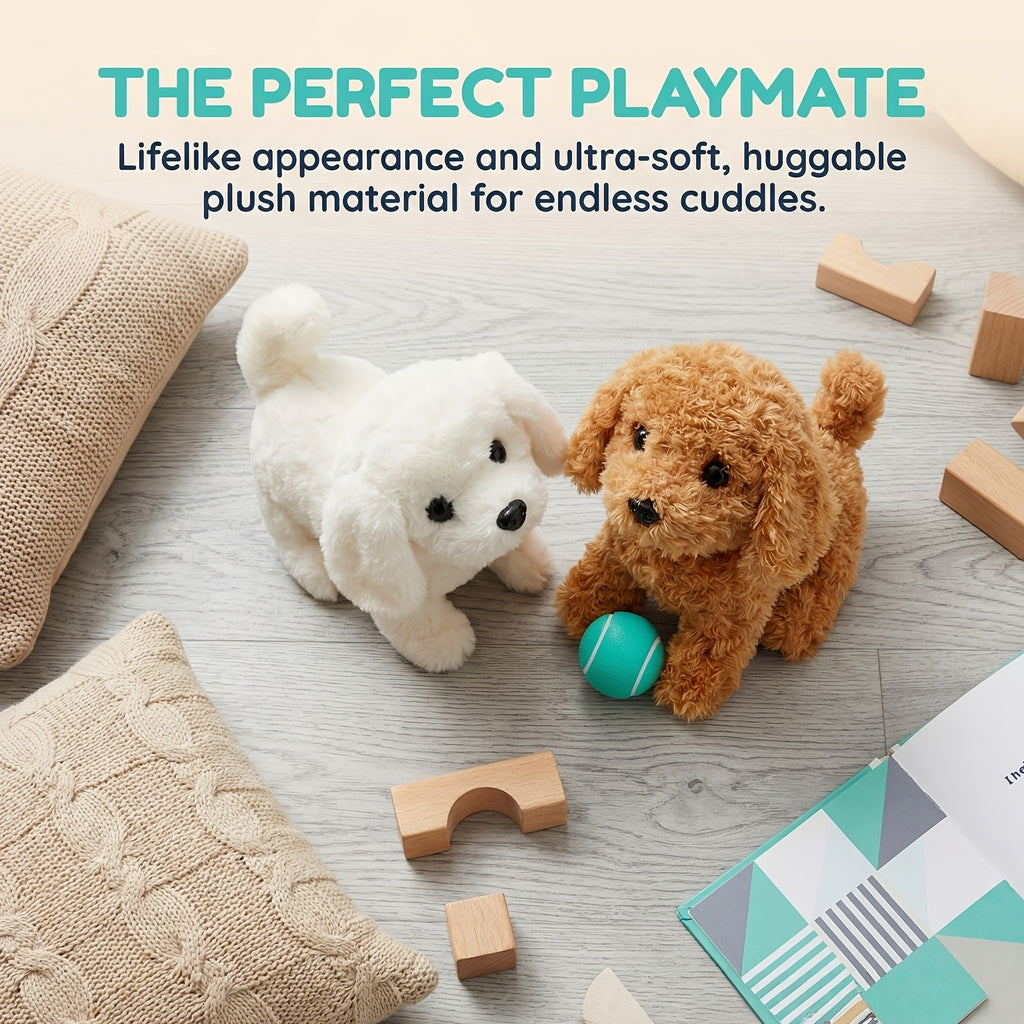 Electronic Walking Toy Dog Set, 3-Piece Interactive Puppy Toys That Walk, Run, Bark and Wag Their Tails for Children's Pretend Pet Play
