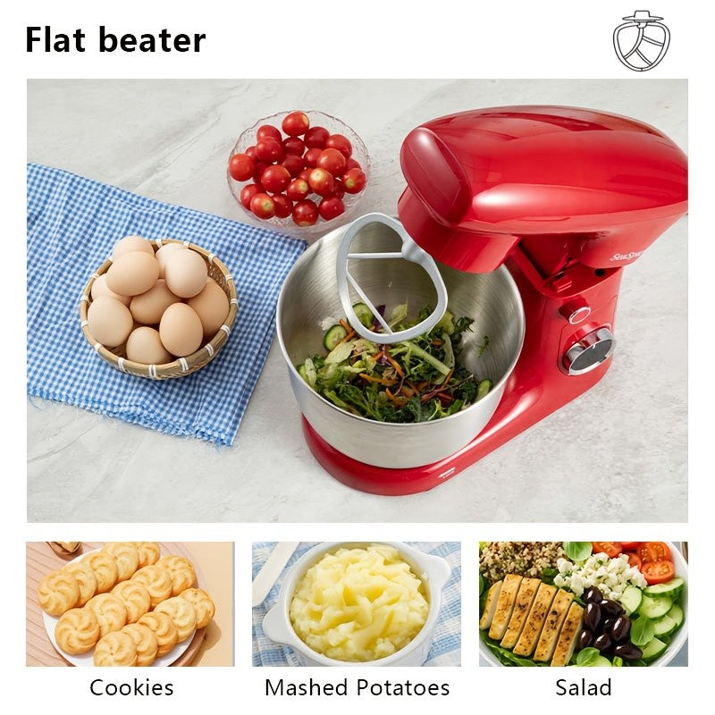 Tilt-Head Stand Mixer with 10 Speeds and Pulse Button, Stainless Steel Bowl, Dough Hook and Egg Mixer, 5L-Labeled Red, Silvery or Black Options for Home Baking