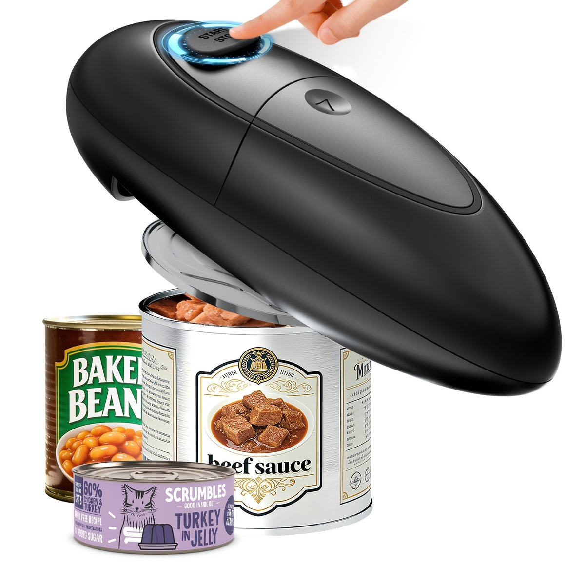 Automatic Battery Can Opener, One-Touch Electric Kitchen Tool with Listed Smooth-Edge Cutting for Everyday Meal Prep, Home Cooking and RV Kitchens