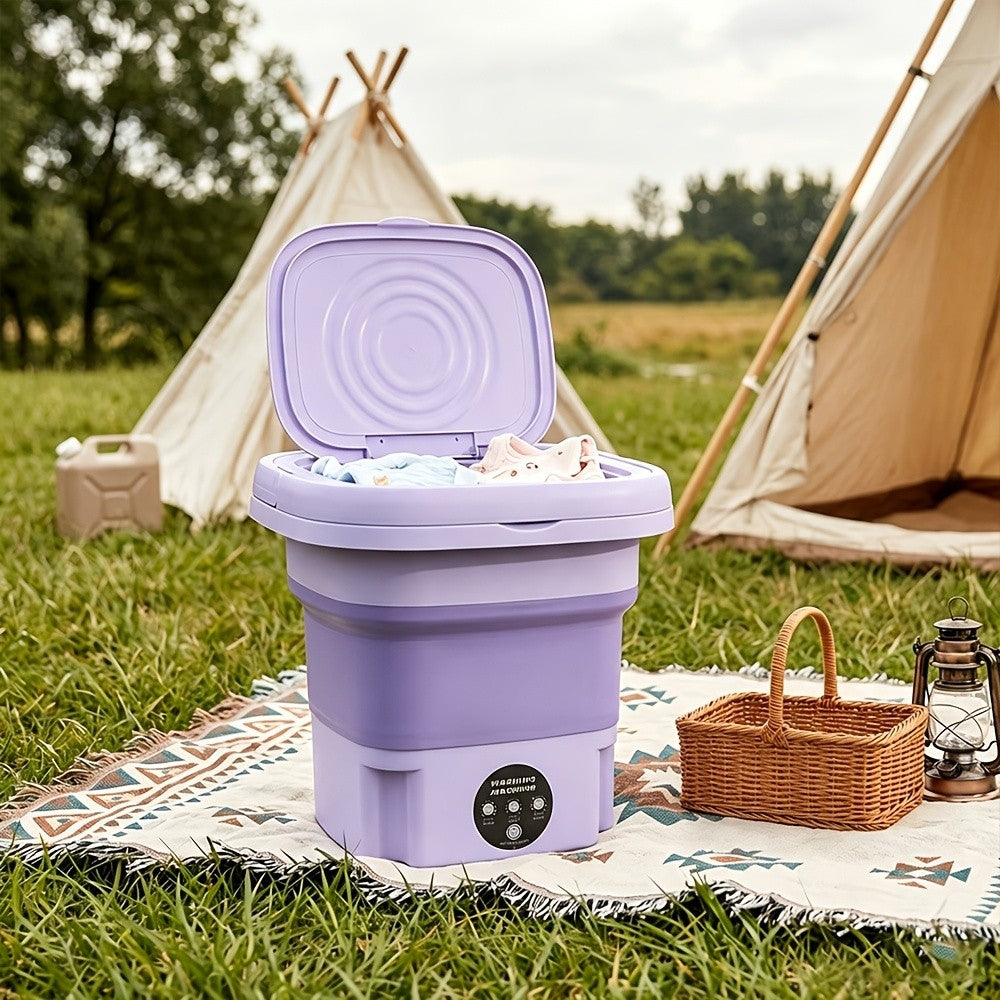 Portable Mini Washing Machine with 2.38gal Listed Volume, Foldable Small-Load Washer for Socks, Underwear and Small Garments, Home Laundry and Travel Storage