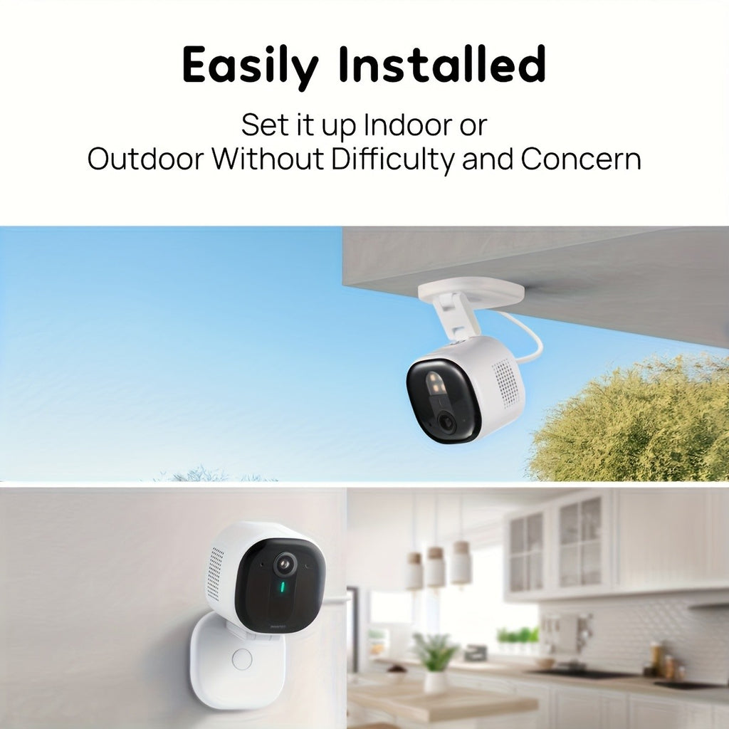 Winees Wired WiFi Security Camera with Listed 2K Video, 2.4GHz Connection, Human and Pet AI Detection, Color Night Vision and Two-Way Audio, White Options