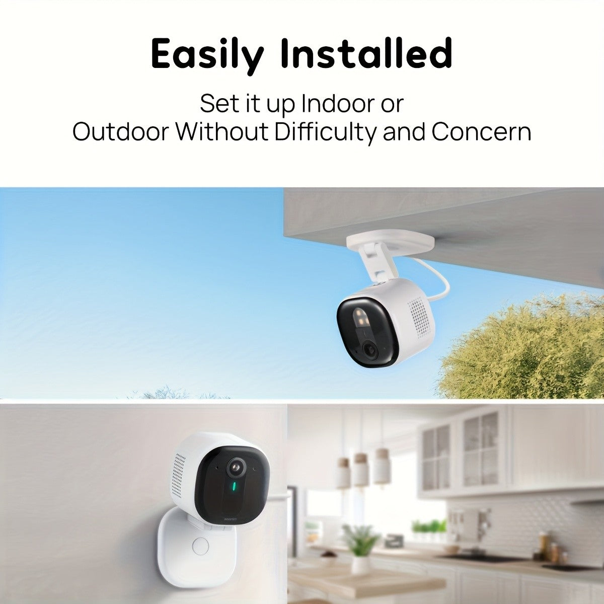 Winees Wired WiFi Security Camera with Listed 2K Video, 2.4GHz Connection, Human and Pet AI Detection, Color Night Vision and Two-Way Audio, White Options