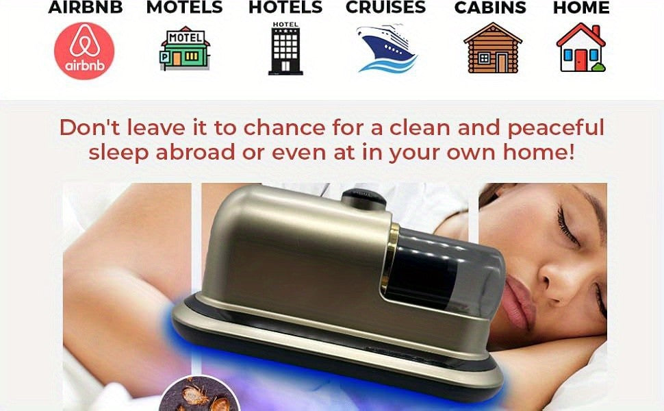 Purple Cordless Mattress Vacuum Cleaner with Handheld Design and Listed HEPA, Heating and Ultrasonic Features for Compatible Beds, Sofas, Upholstery and Carpet Cleanup